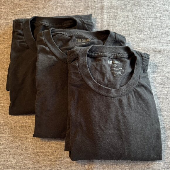 TRUE CLASSICS Set of 3 black short sleeve T-shirts, Size Men’s XL - Picture 1 of 2